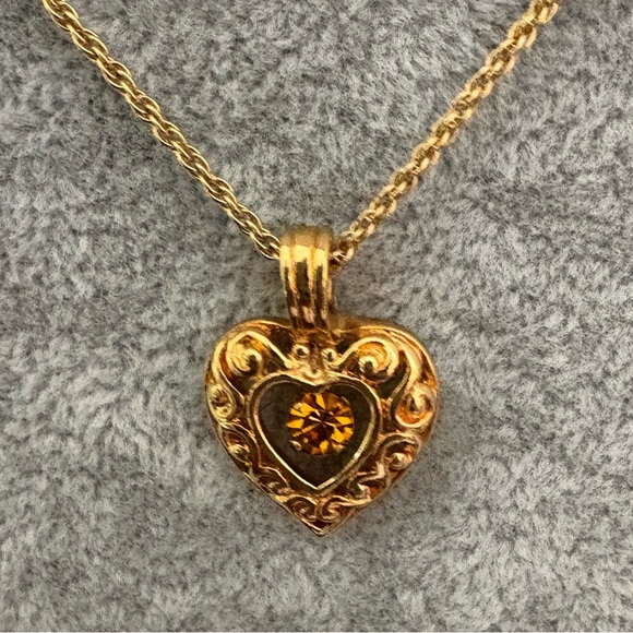 Avon Jewelry - Avon Heart Citrine Scroll Necklace